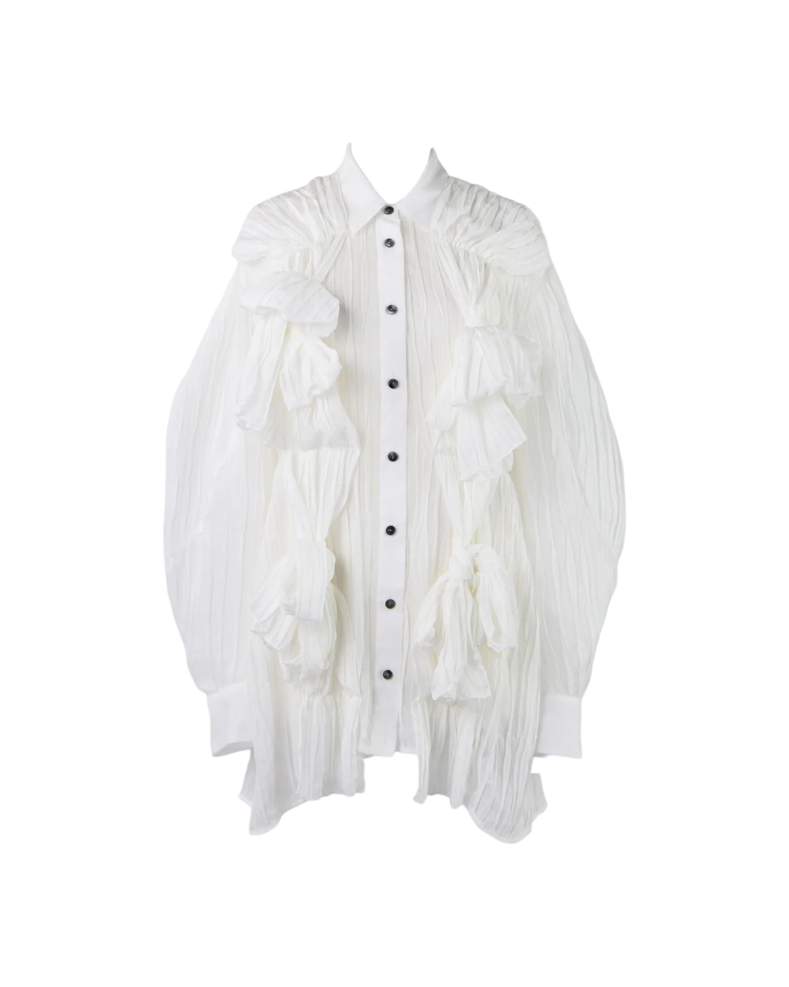 Enfold Gathered Shirt White | VAVA STORE