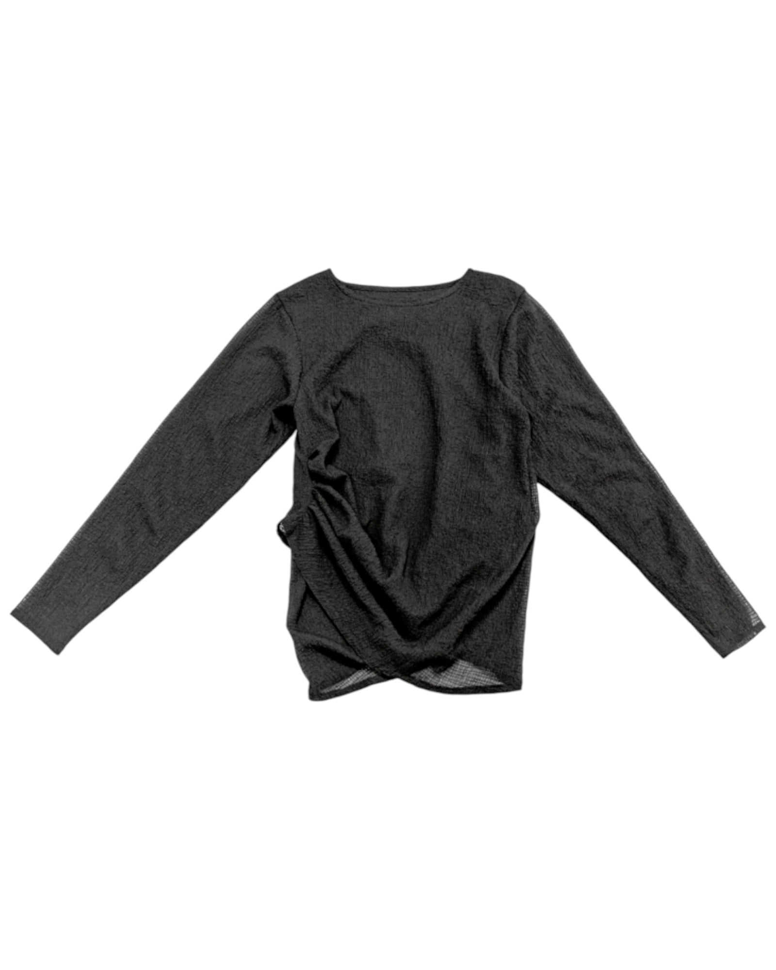 Omar Afridi Draped Long Sleeve Tee Black - Designer Tee | VAVA 