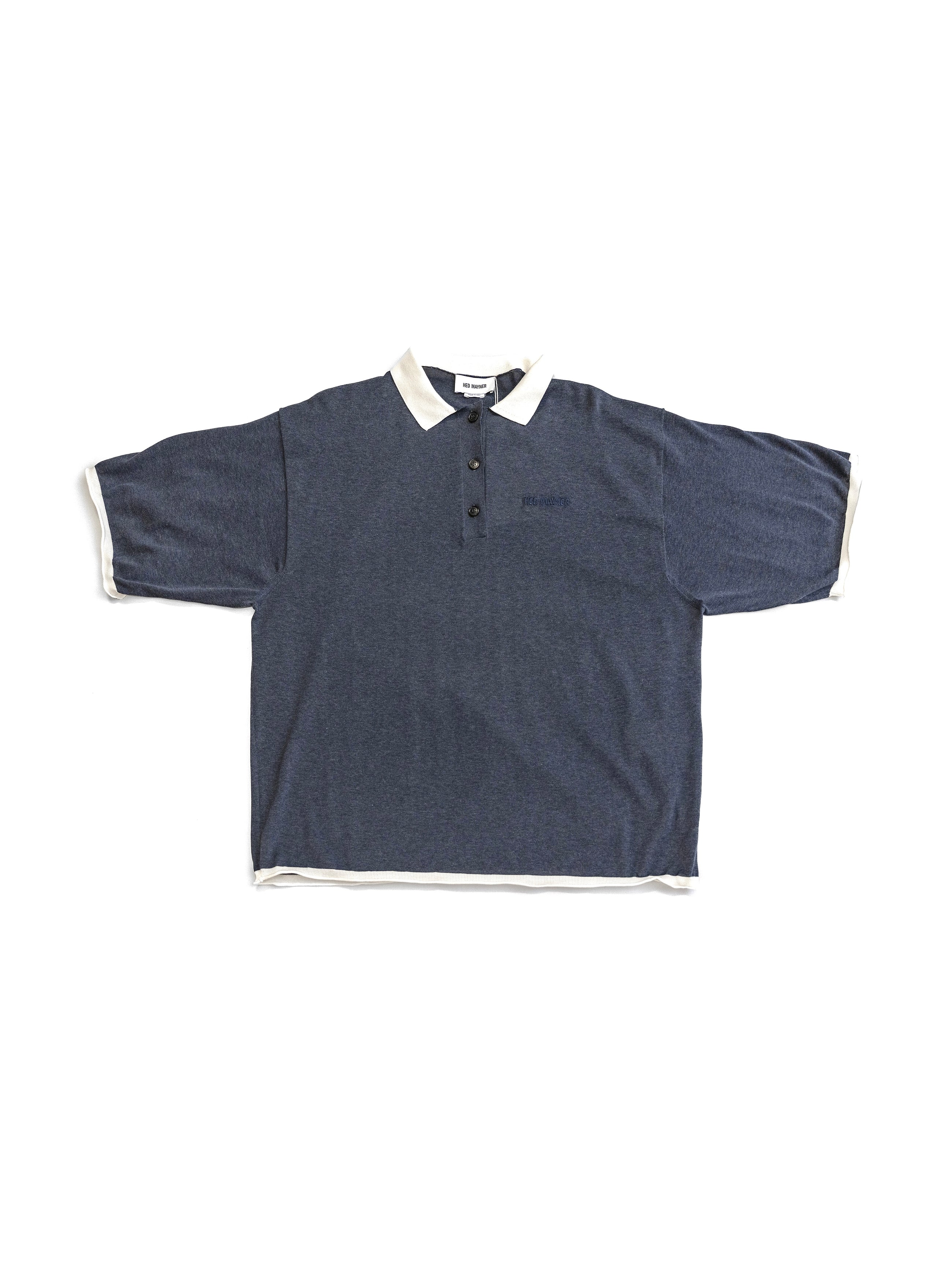 Hed Mayner Embroidered Polo Sweater Navy