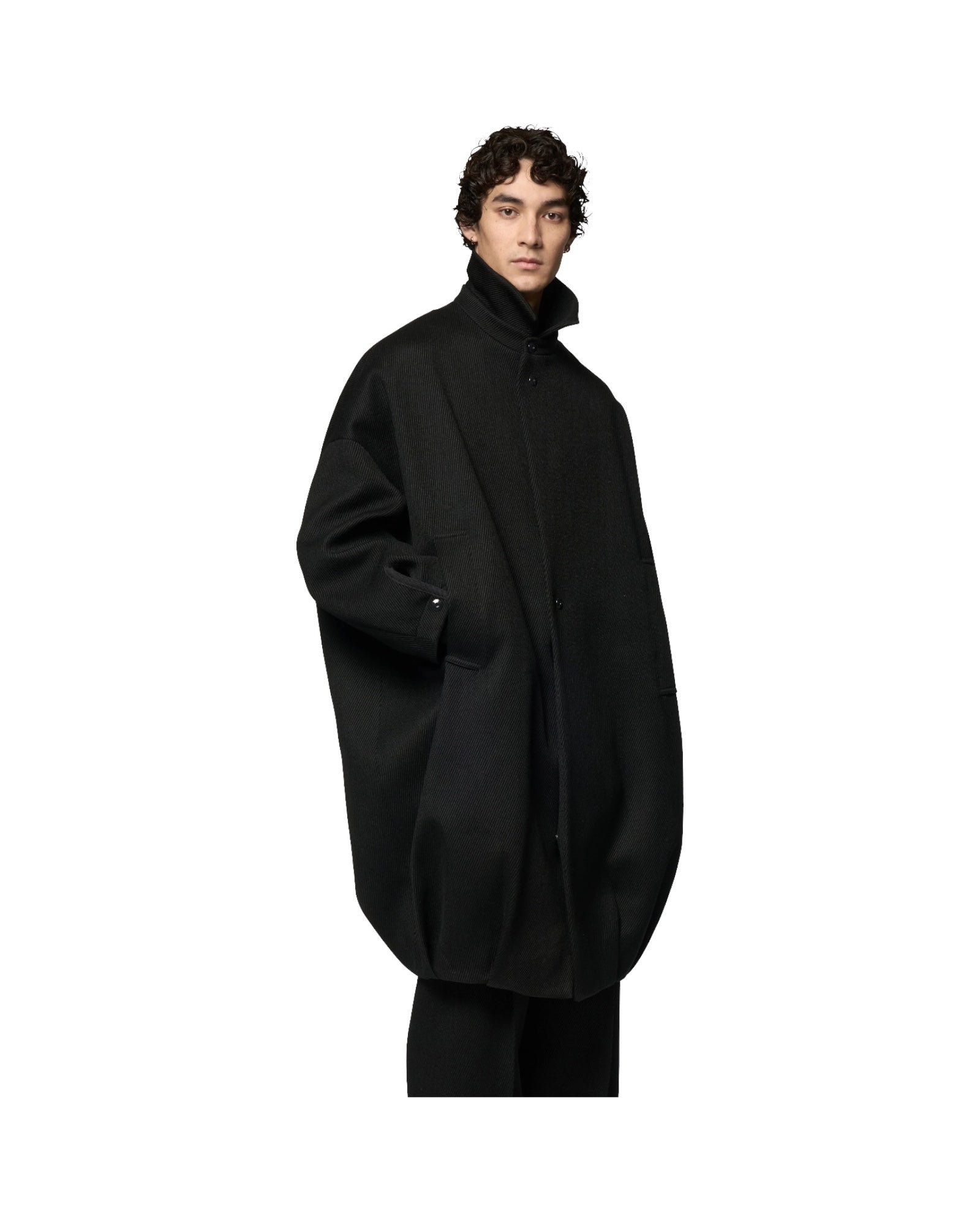 ジャケット・アウター Omar afridi BALOONED COCOON COAT Omar Afridi Balooned Cocoon Coat Black - Luxury Wool Coat | VAVA STORE