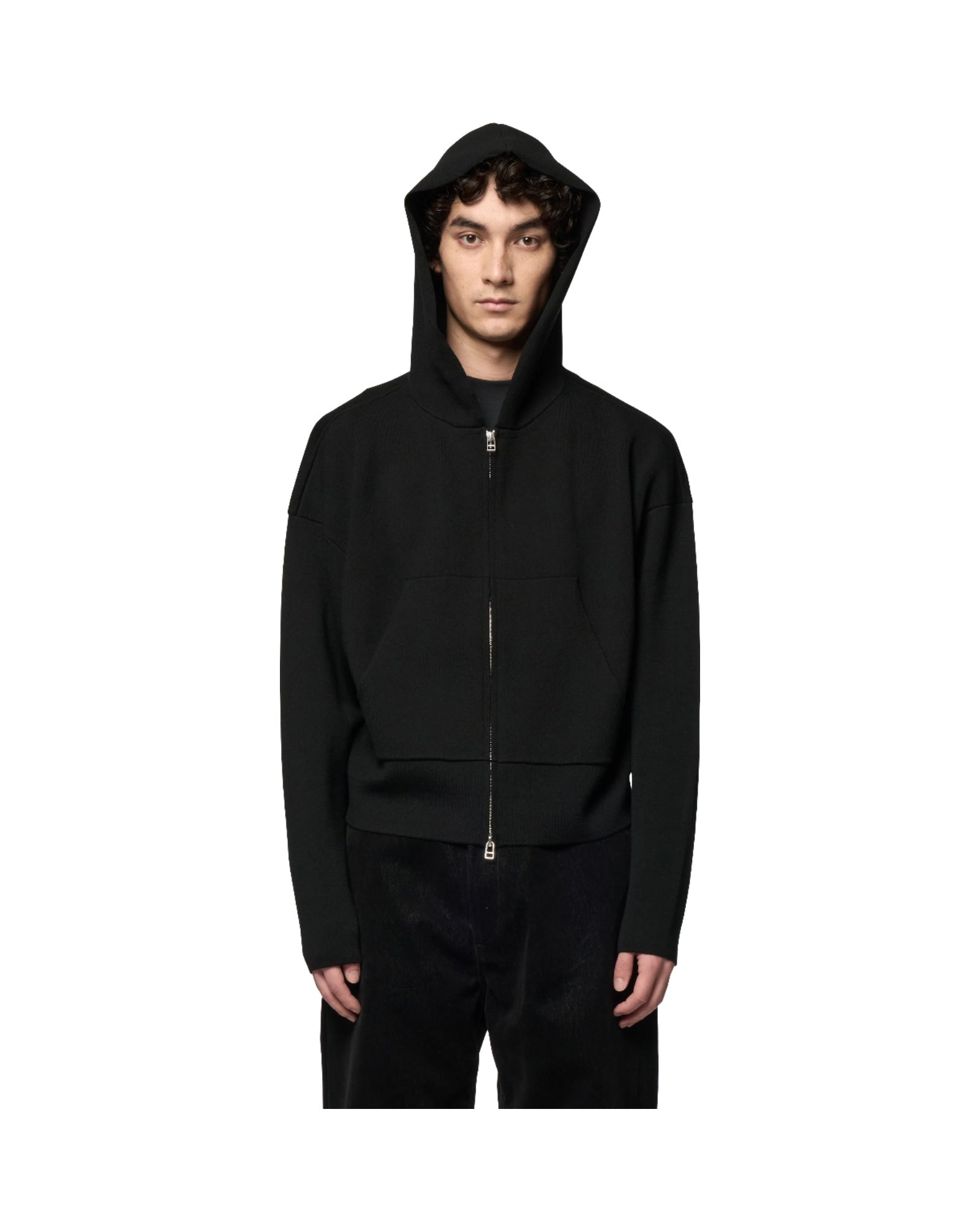Omar Afridi Ordo Knitted Parka Black - Merino Wool Jacket | VAVA