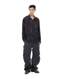 Jiyong Kim Sun-Bleached Raw Edged Shirt Black