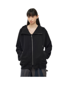 Jiyong Kim Asymmetric Zip-Up Hoodie Black