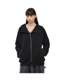 Jiyong Kim Asymmetric Zip-Up Hoodie Black
