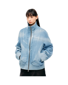 Jiyong Kim Sun-Bleached Raw Edged Jacket Light Blue
