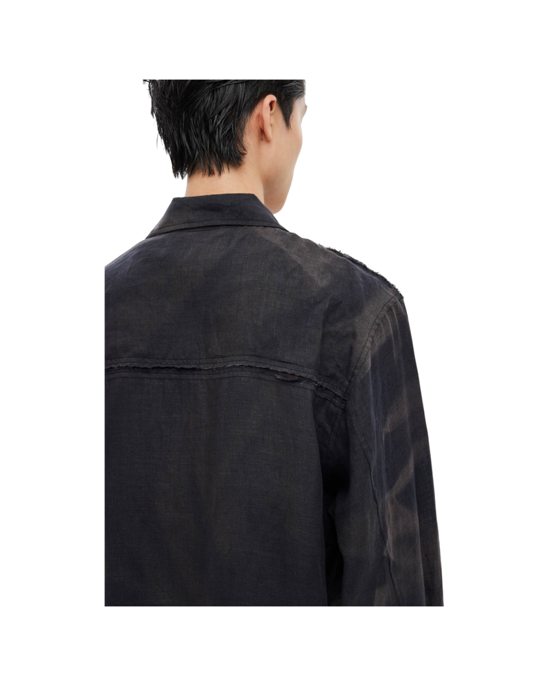Jiyong Kim Sun-Bleached Raw Edged Shirt Black