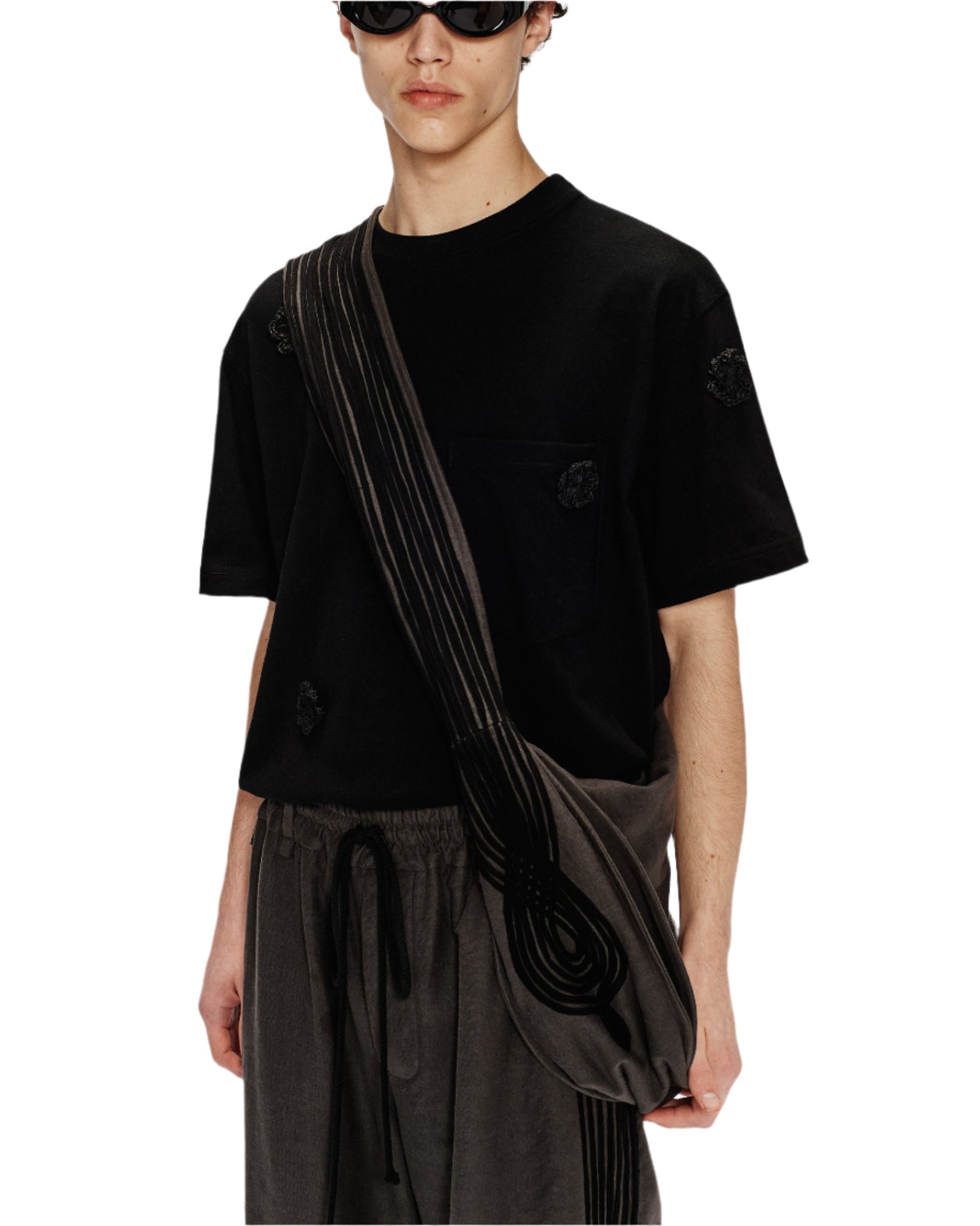 Song for the Mute Applique Messenger Bag Washed Black