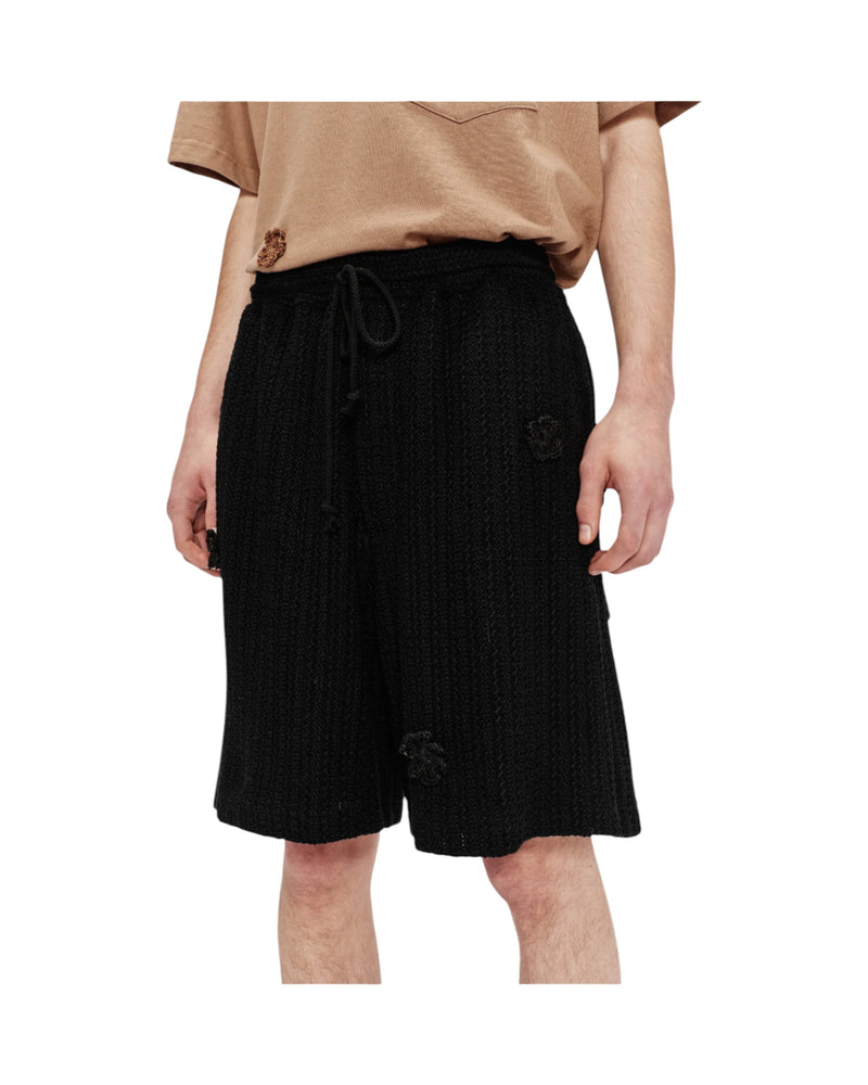 Song for the Mute Daisy Raw Lined Elasticated Shorts Black