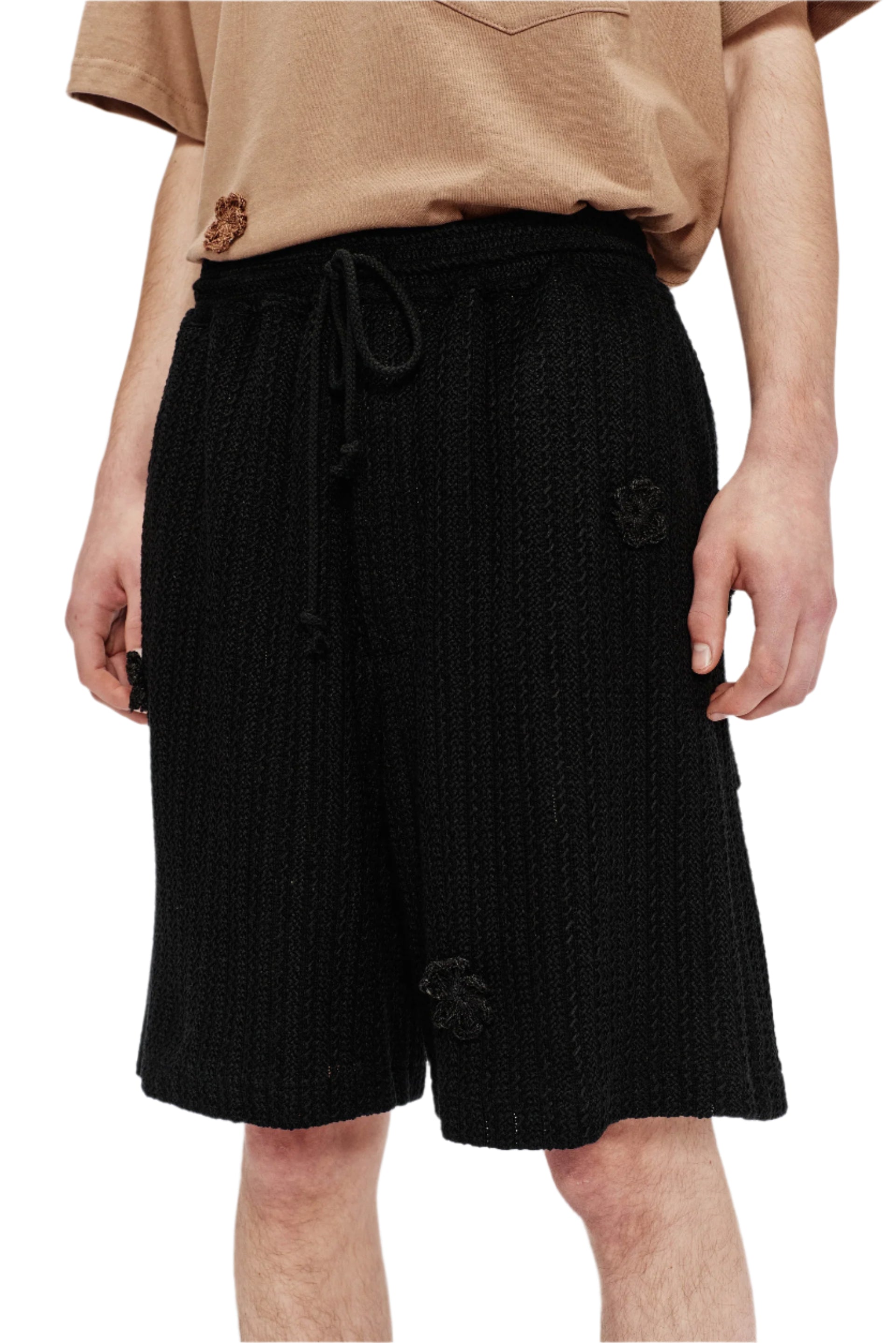 Song for the Mute Daisy Raw Lined Elasticated Shorts Black