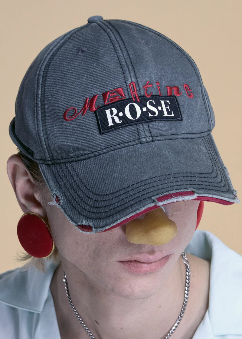 Martine Rose Roll Back Cap Grey Red