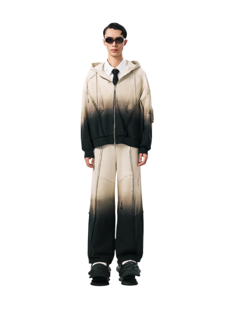 FengChenWang Gradient Washed Deconstruction Zip Hoodie