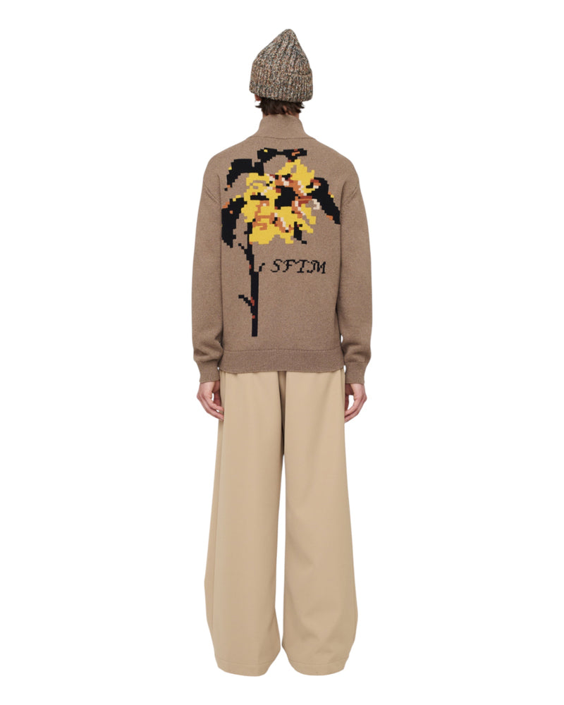 Song for the mute Zip Up Funnel Cardigan Khaki