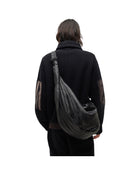 Jiyong Kim Draped Leather Shoulder Bag Black