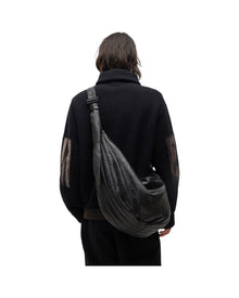 Jiyong Kim Draped Leather Shoulder Bag Black