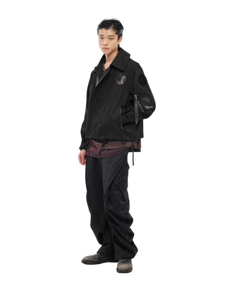 Jiyong Kim Curved Multi Pocket Trousers Black