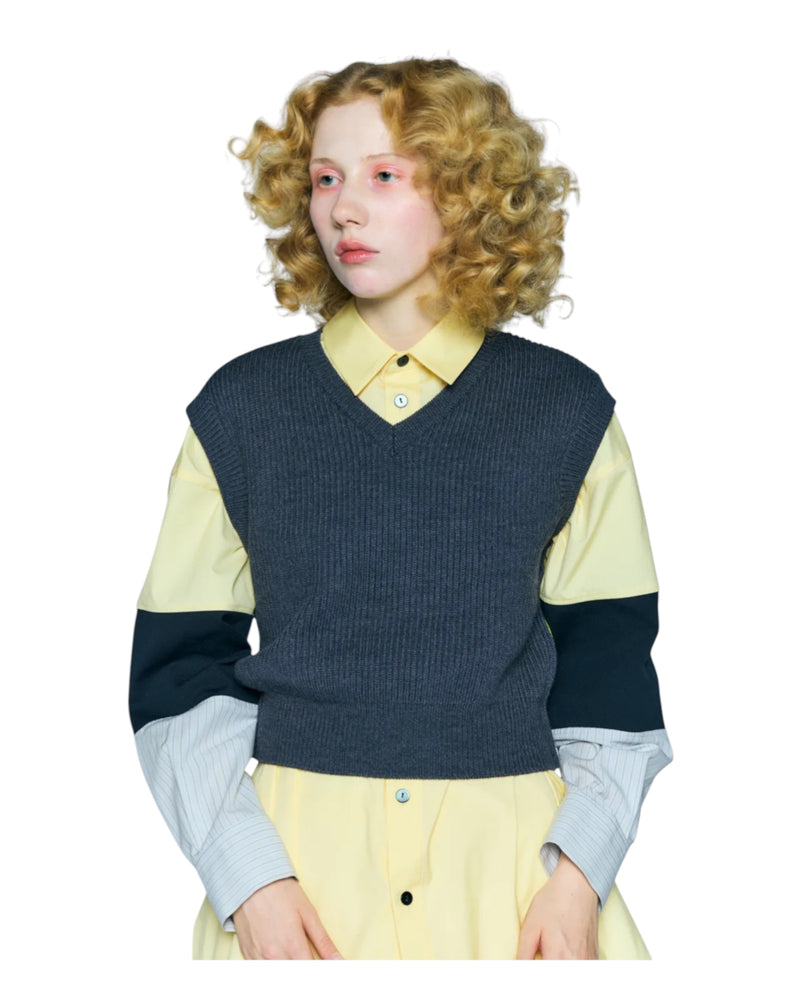 Enfold Knit VEST Charcoal Gray