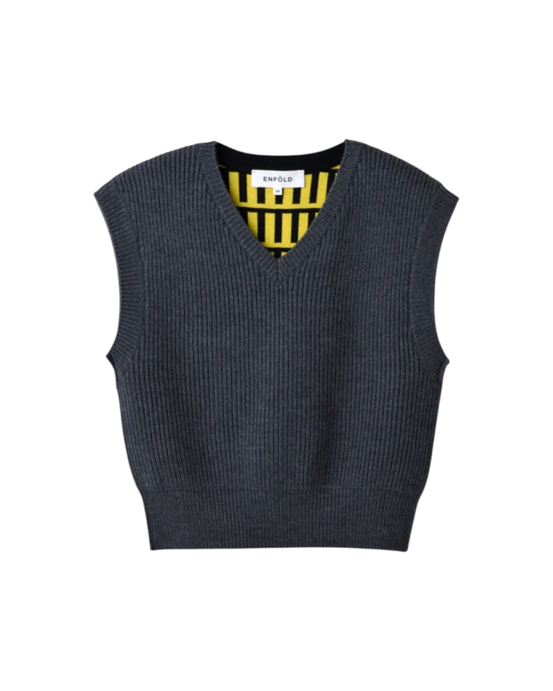 Enfold Knit VEST Charcoal Gray