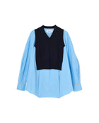 Enfold Layered Knit Pullover Light Blue