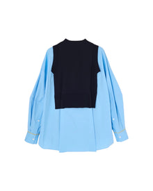 Enfold Layered Knit Pullover Light Blue