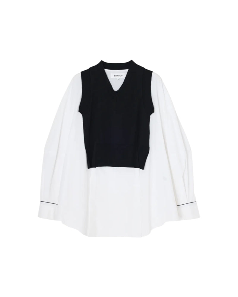 Enfold Layered Knit Pullover White