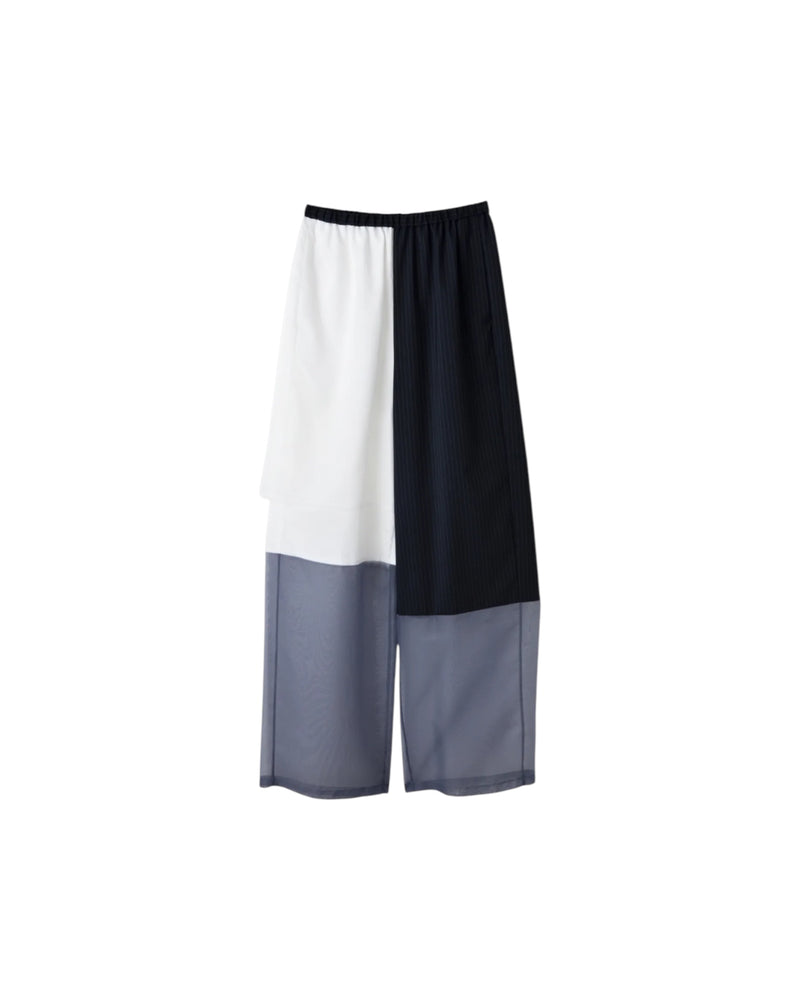 Enfold Striped mix Fabric Pants Dark Navy