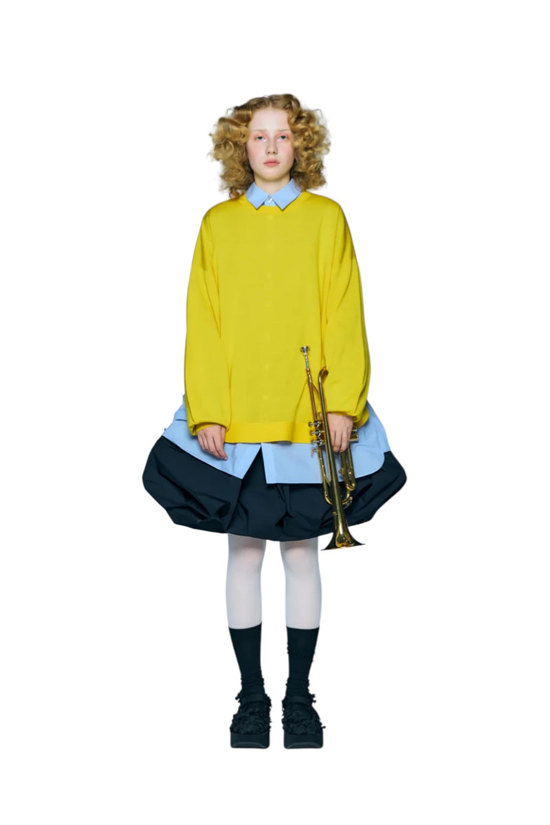 Enfold Circle Knit Pullover Yellow