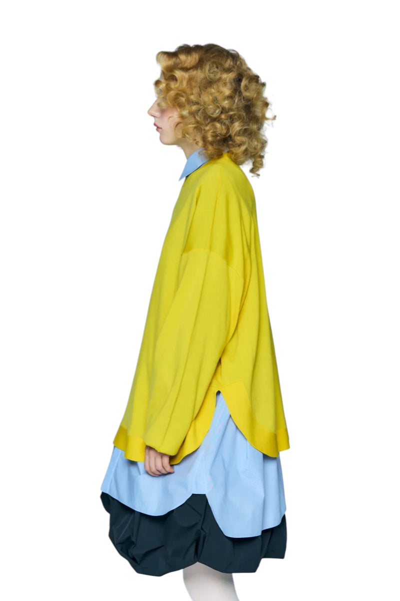 Enfold Circle Knit Pullover Yellow