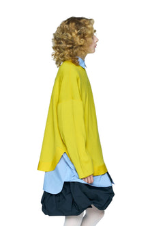 Enfold Circle Knit Pullover Yellow