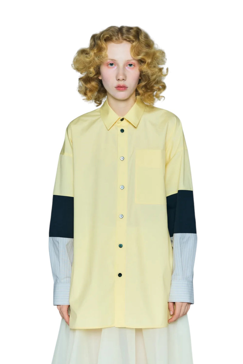 Enfold Combination Knit Shirt Light Yellow