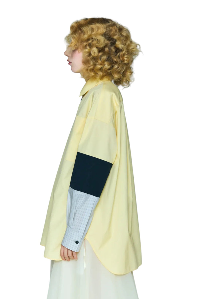 Enfold Combination Knit Shirt Light Yellow