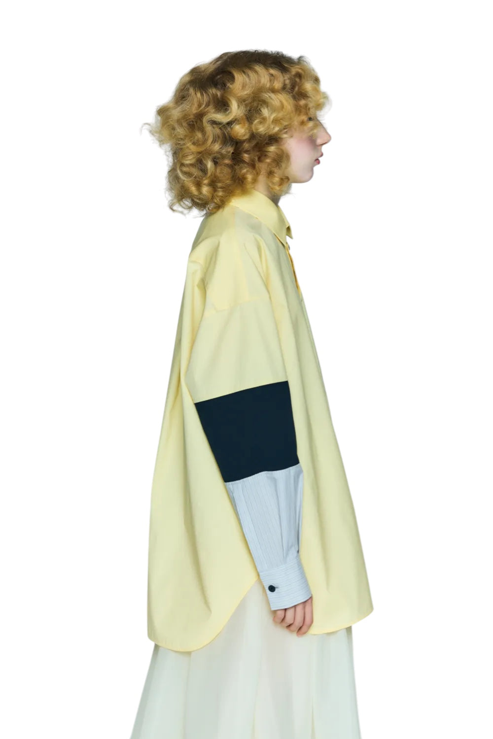 Enfold Combination Knit Shirt Light Yellow
