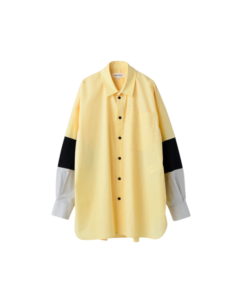 Enfold Combination Knit Shirt Light Yellow