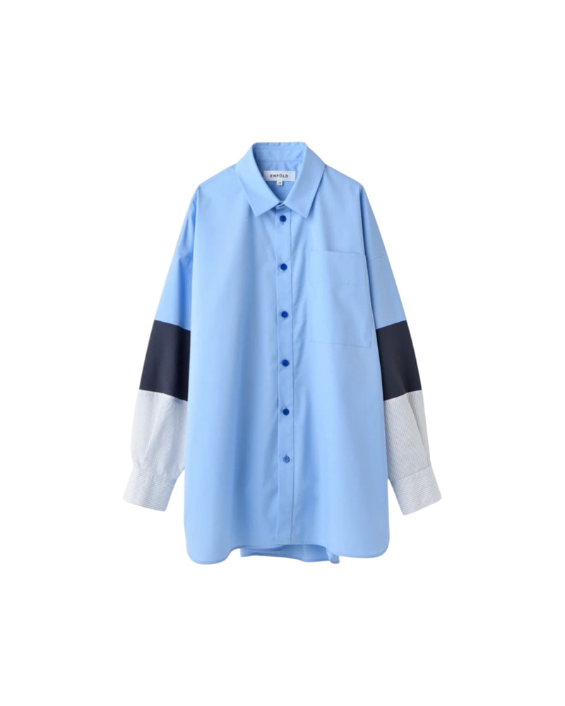 Enfold Combination Knit Shirt Sax