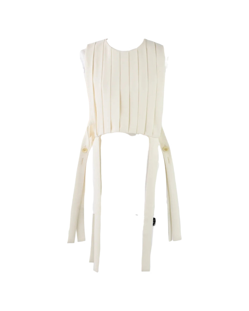 Enfold Pleated Vest Off White