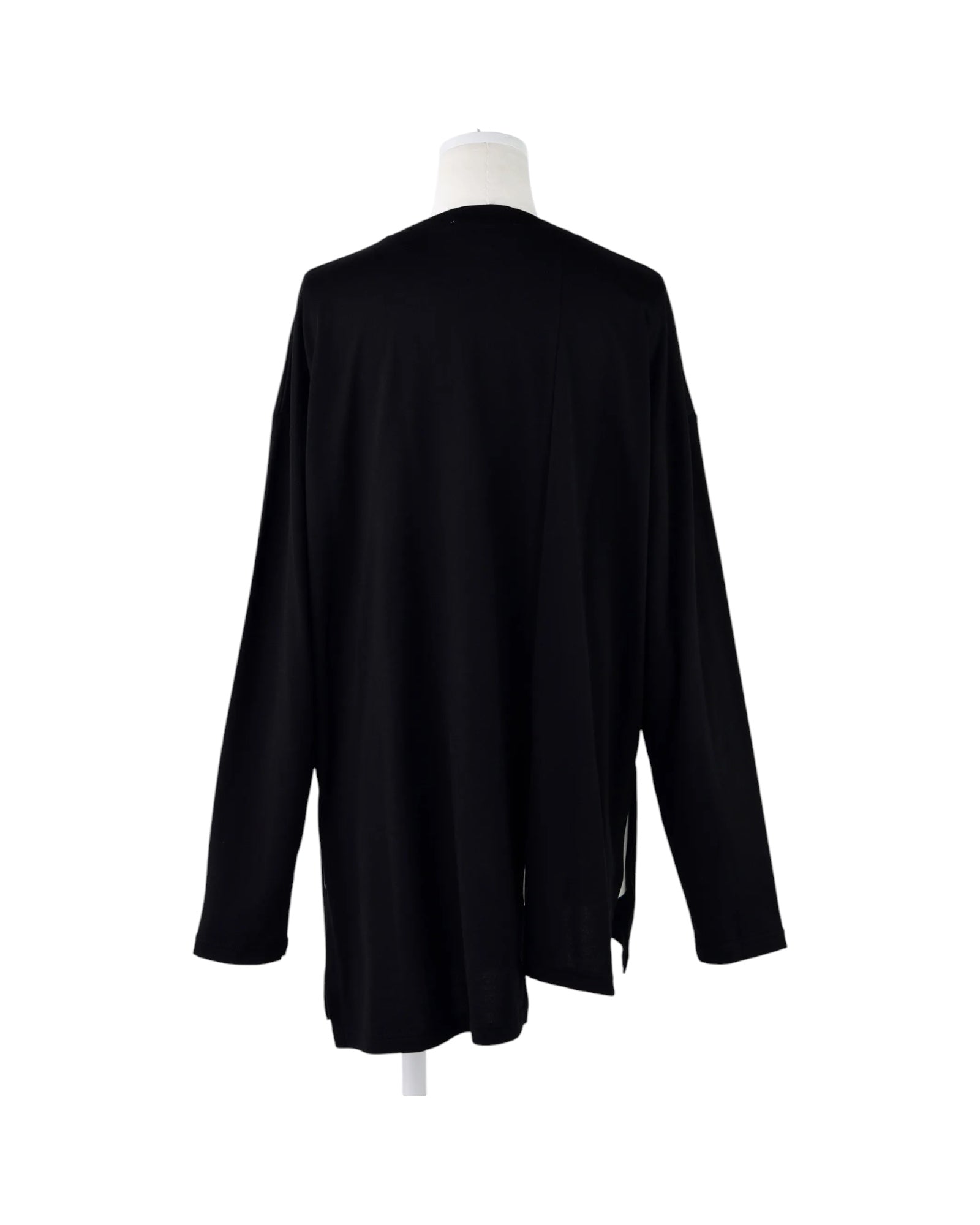 Enfold Slit Long Sleeves T-Shirt Black