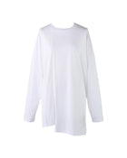 Enfold Slit Long Sleeves T-Shirt White