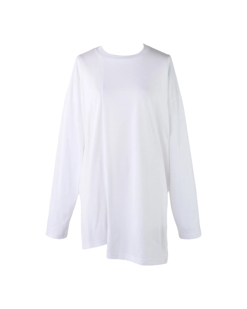 Enfold Slit Long Sleeves T-Shirt White