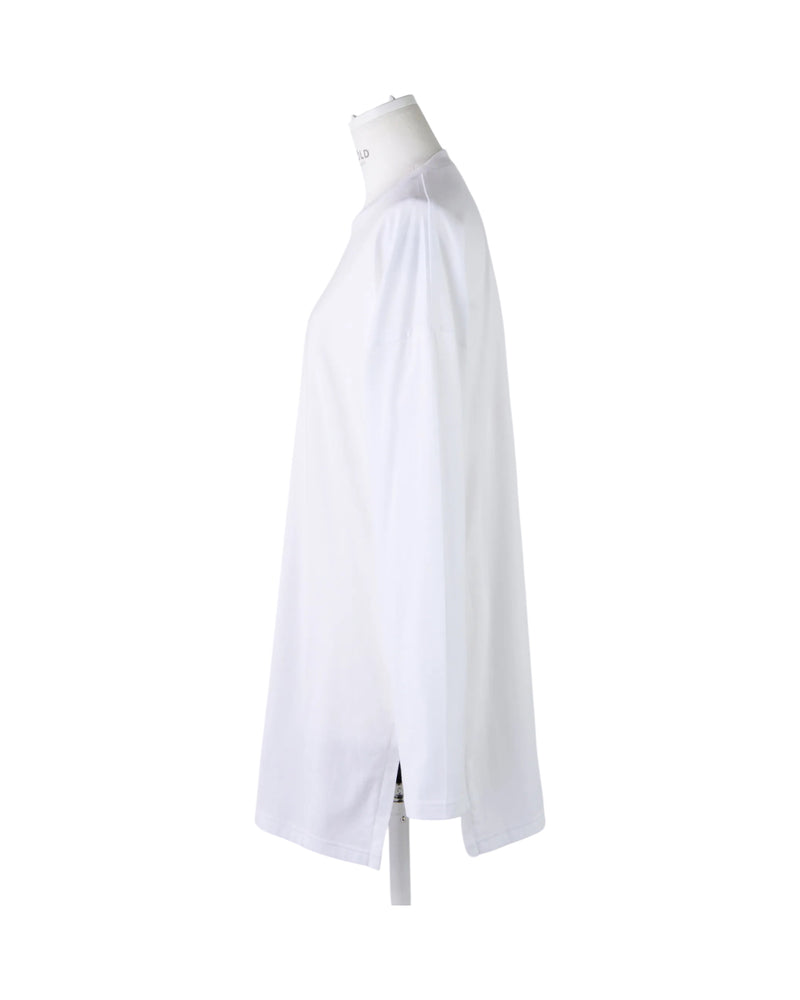 Enfold Slit Long Sleeves T-Shirt White