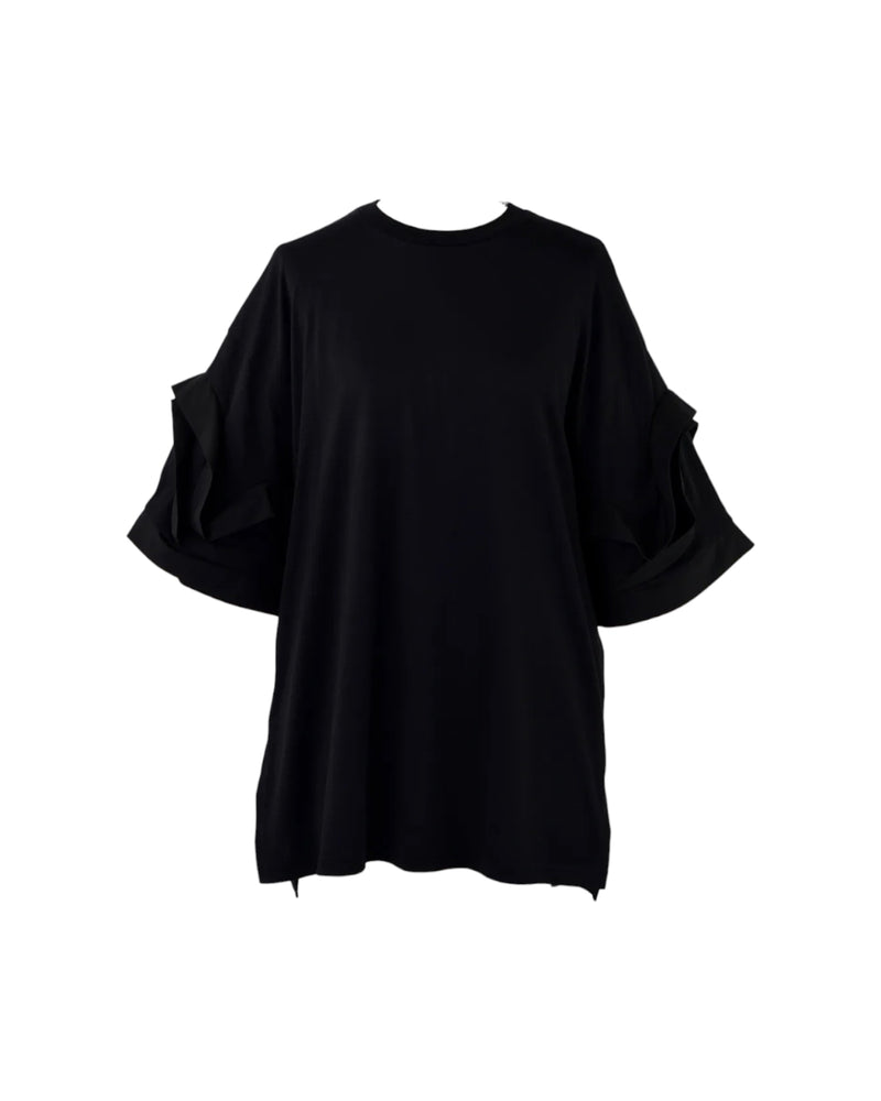 Enfold Flower Sleeves T-Shirt Black