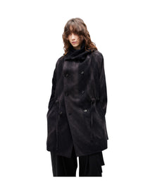 Jiyong Kim Sun-Bleached Double-Breasted Hooded Coat Black