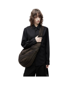 Jiyong Kim Sun-Bleached Draped Shoulder Bag Black