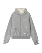 DRIFTA "Peer Mentor" Distressed Zip-up Hoodie Grey