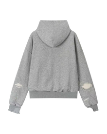 DRIFTA "Peer Mentor" Distressed Zip-up Hoodie Grey
