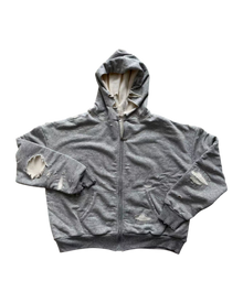 DRIFTA "Peer Mentor" Distressed Zip-up Hoodie Grey