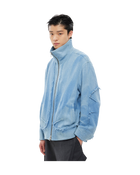 Jiyong Kim Sun-Bleached Raw Edged Jacket Light Blue