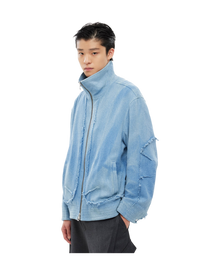 Jiyong Kim Sun-Bleached Raw Edged Jacket Light Blue