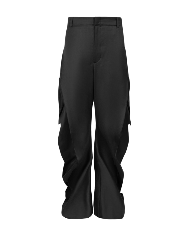 Jiyong Kim Curved Multi Pocket Trousers Black