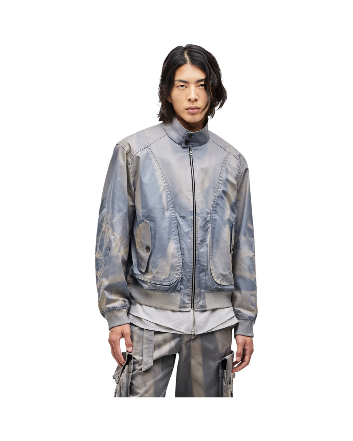 Jiyong Kim Sun-Bleached High Neck Blouson Blue