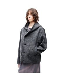 Jiyong Kim Hooded Wool Jacket Grey
