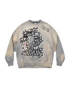 Sankuanz Bumpy Graffiti Print Bleached Crewneck Grey